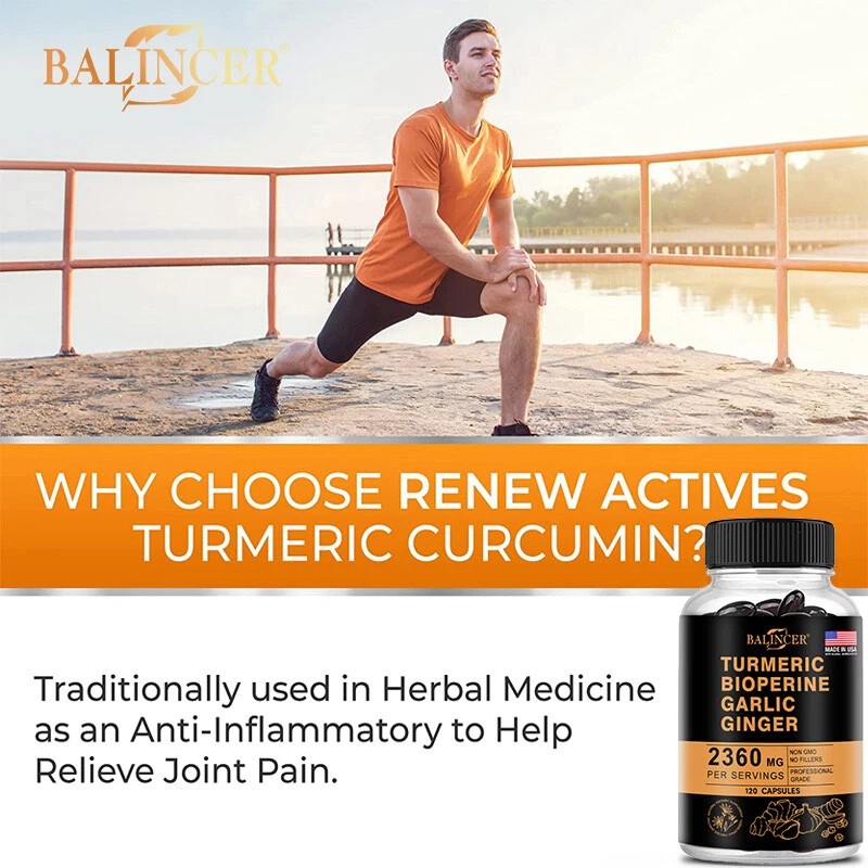 Balincer Organic Turmeric Curcumin with Ginger and Black Pepper Capsules-for