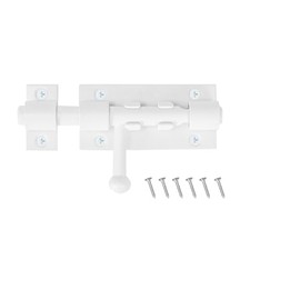 4 Inch Slide Barrel Bolt Latch Door Slide Lock, Solid 304 Stainless Steel White Bolt Lock, Thickened Heavy Duty Gate Latches for Wooden Fence Metal Gate Yard Shed Warehouse Cabinet Window (1 Pack)