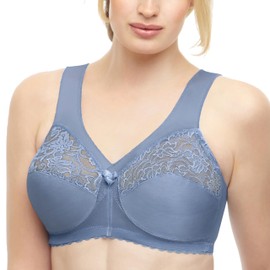 Glamorise Womens Full Figure Plus Size MagicLift Original Wirefree Support Bra #1000, Blue Ice, 46G
