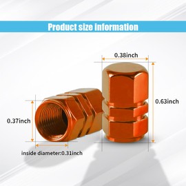 4PCS Car Tire Stem Valve Caps, Auto Hexagon Shape Dustproof Tire Cap Wheel Tire Valve Covers, Car Leak-Proof Air Protection Accessories for Cars, SUVs, Motorcycles, Bikes (Orange)