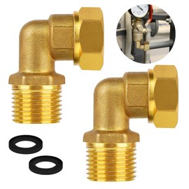 2 pieces movable brass screw connections, 1/2 inch angle 90 degrees, 1/2 inch male x 1/2 inch female thread, DN15 90° angle fitting for water installations and heating systems