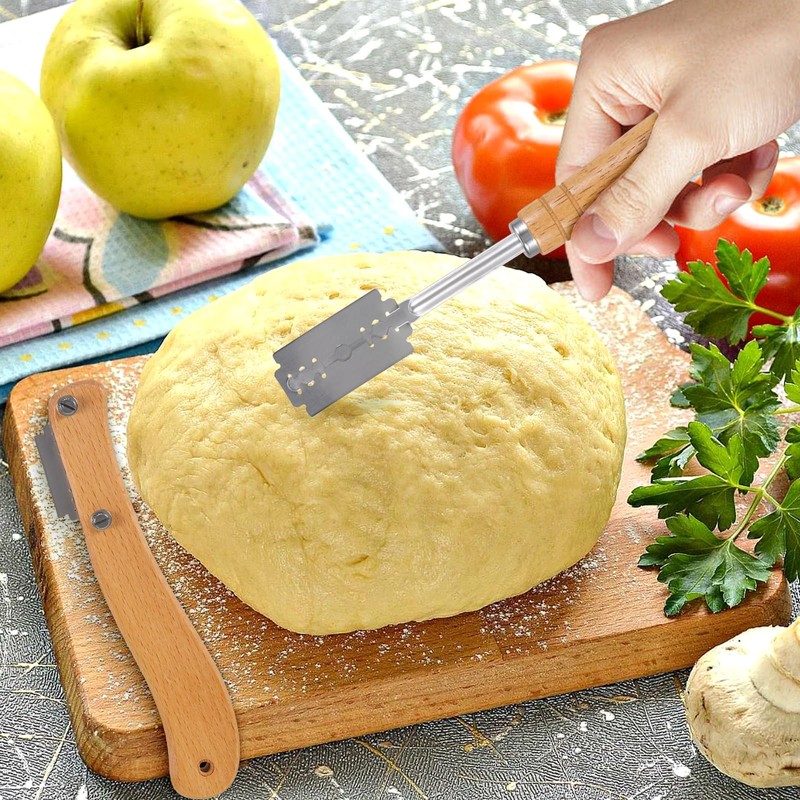 wlertcop 2-Piece Kitchen Baker Lame Bread Slicer Tool with 10