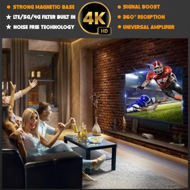 Cyamsob Amplified HD Digital TV Antenna 50+ Miles Range Small Portable Indoor TV Antenna Includes Magnetic Base Support Smart TV 4K 1080P Fire TV and All Older TVs for Free Local Channels