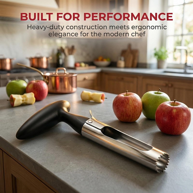 Apple Corer Remover, Stainless Steel Apple Corer with Serrated Blade