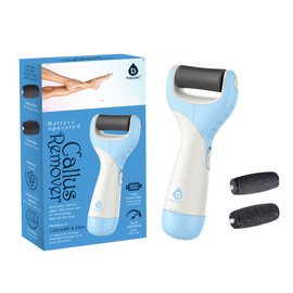 Pursonic Blue Electric Callus Remover for Feet — Battery-Operated Electric Foot Scrubber — Dead Skin Remover with 2 Pumice Stone Electric Heads — Pedicure Foot Spa Products (0.7 Lb)
