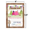 Camping Themed Thank You Notes for Girls, Ten 4" x
