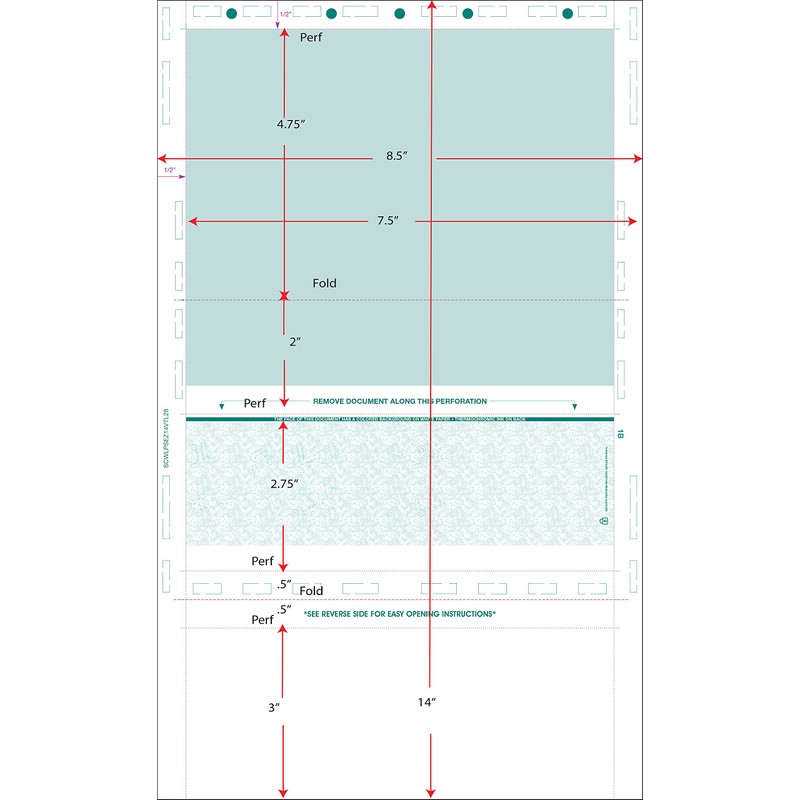 Pressure Seal Checks - EZ Fold, Teal (1000 Sheets) (8.5"