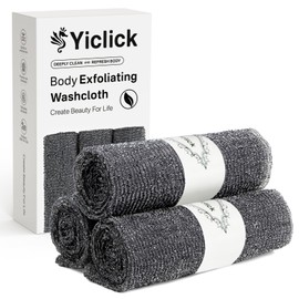 Yiclick Yiclick Exfoliating Washcloth Towel [3 Pack], Japanese Exfoliating Bath Wash Cloth for Body Exfoliation, Korean Back Scrubber Washer for Shower, African Net Sponge Brush Loofah Exfoliator (Grey)