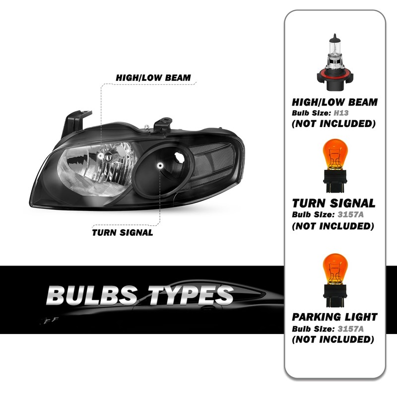SOCKIR Halogen Headlight Assembly Compatible with 2004 2005 2006 Nissan
