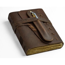 Leather Journal Notebook for Men & Women Daily Vintage Leather Bound Journal Travel Notebook 200 Deckle Lined Paper Diary Writing Journal Travelers Scrapbook Poetry Sketchbook Small Leather Gifts with