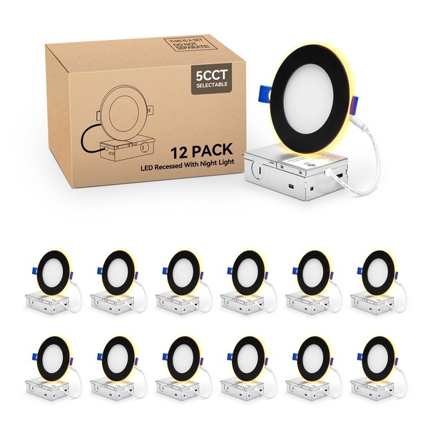 Comiled 12 Pack Black 4 Inch LED Recessed Ceiling Lights
