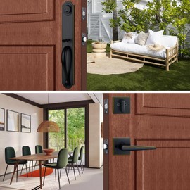 HISAFE Front Door Lock Set, Oil Rubbed Bronze Keyed Entry Door Lock Set with Deadbolt, Reversible for Right and Left Handed, Heavy Duty Exterior Door Handleset