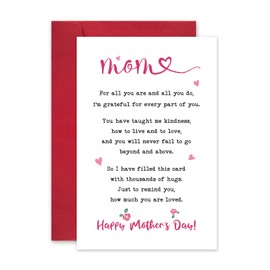 Leinessy Lovely Happy Mother's Day Card, Poem Mothers Day Card from Daughter Kids, Thanks Mom Sentimental Card