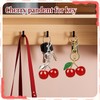 Wincredulous 2pcs Cherry Charms Keyrings,Red Cherry Charms+ Green Silver Leaf