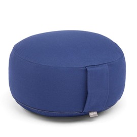 Bodhi Rondo Eco Series Meditation Cushion with Kapok Filling Removable Cover Made of 100% Organic Cotton Height 20 cm Seat Cushion with Practical Carry Strap Dark Blue