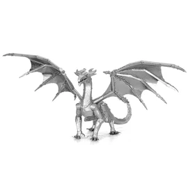 Fascinations PS2012 Metal Earth Metal Construction Kits - Fantasy Silver Dragon Steel Dragon, Laser Cut 3D Construction Kit, 3D Metal Puzzle, DIY Model Kit with 3.5 Metal Plates, from 14 Years