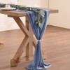 Socomi 10ft Dusty Blue Chiffon Table Runner 29x120 Inches Wedding