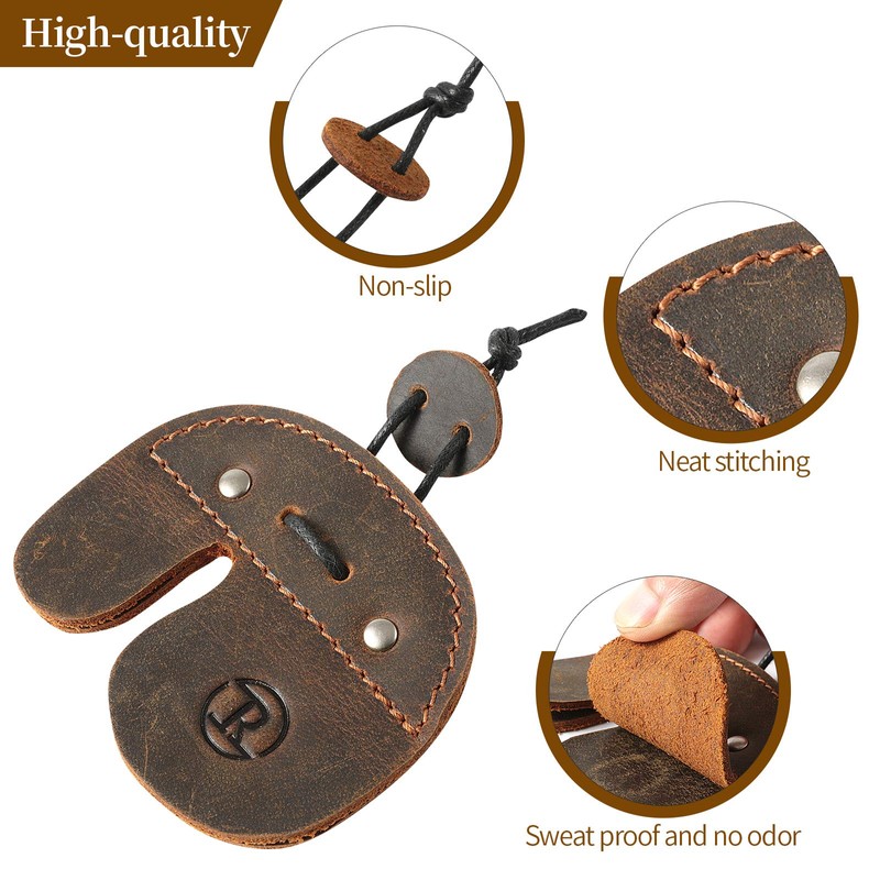 Ringsun Leather Archery Finger Tabs,Handmade Archery Finger Guard for Shooting
