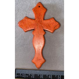 Orange Turquoise howlite cross Pendant 50x75mm Loose Jewelry Making Top Hole