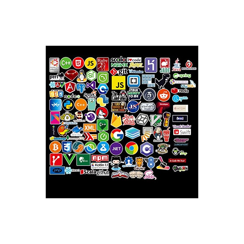 Sanmatic 108pcs Laptop Stickers for Developer Programming Language Include Stickers