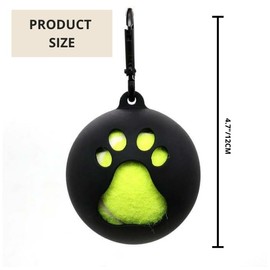 Dog Toy Ball Holder - Leash Attachment, Hands-Free, Pet Toys, Silicone, Lightweight, for All Breeds and Sizes, Fits Standard Tennis Balls - Tennis Ball NOT Included (Black)