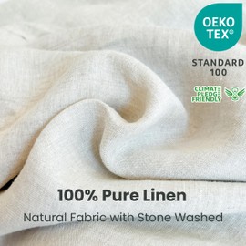 Simple&Opulence 100% Linen Duvet Cover Set 2pcs with Coconut Button Closure Natural French Washed Flax Solid Color Soft Breathable Farmhouse Bedding - Linen, Twin Size