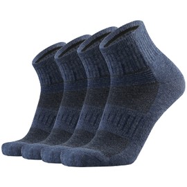 RedHero Men's Merino Wool Cushion Low Cut Quarter Socks Outdoor Hiking Hike Light Trail Running Performance Moisture Control(Denim XL)