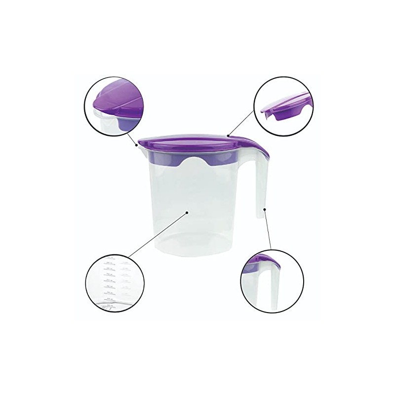 1 Liter Plastic Jug with Lid for Water Fruit Juices