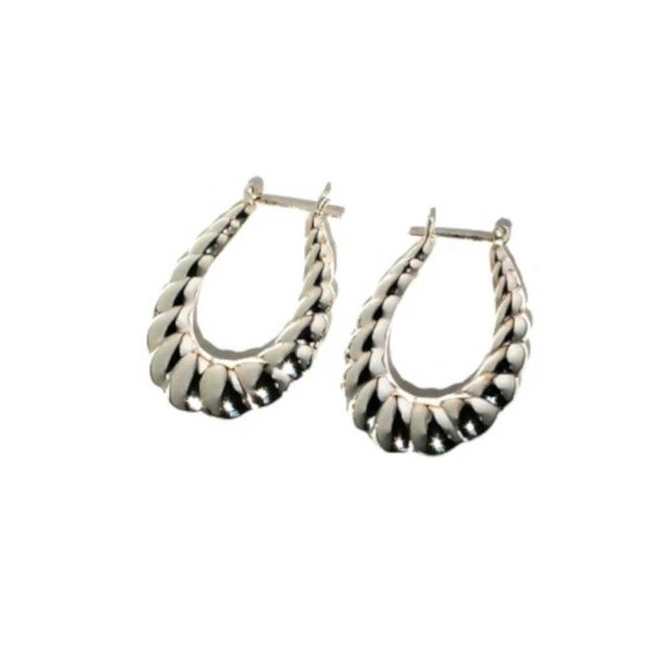 New Frescos Sterling Silver Pair Shrimp Hoop Earrings