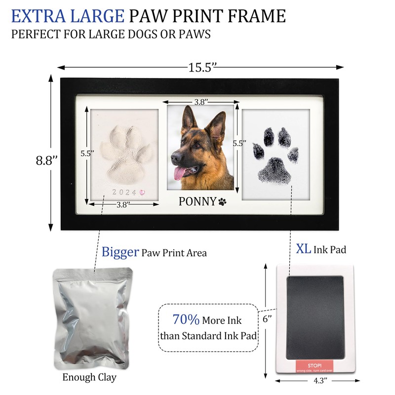MYPAWLETS Extra Large Paw Print Frame Kit,Dog/Cat Paw Print Kit,Soft