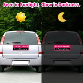 3PCS Student Driver Sticker Magnet for Car, Removable Please Be Patient Student Driver & Student Driver Car Magnet Teen Pink Magnetic Bumper Sticker Set - Weather-Resistant 9.96X3.46''