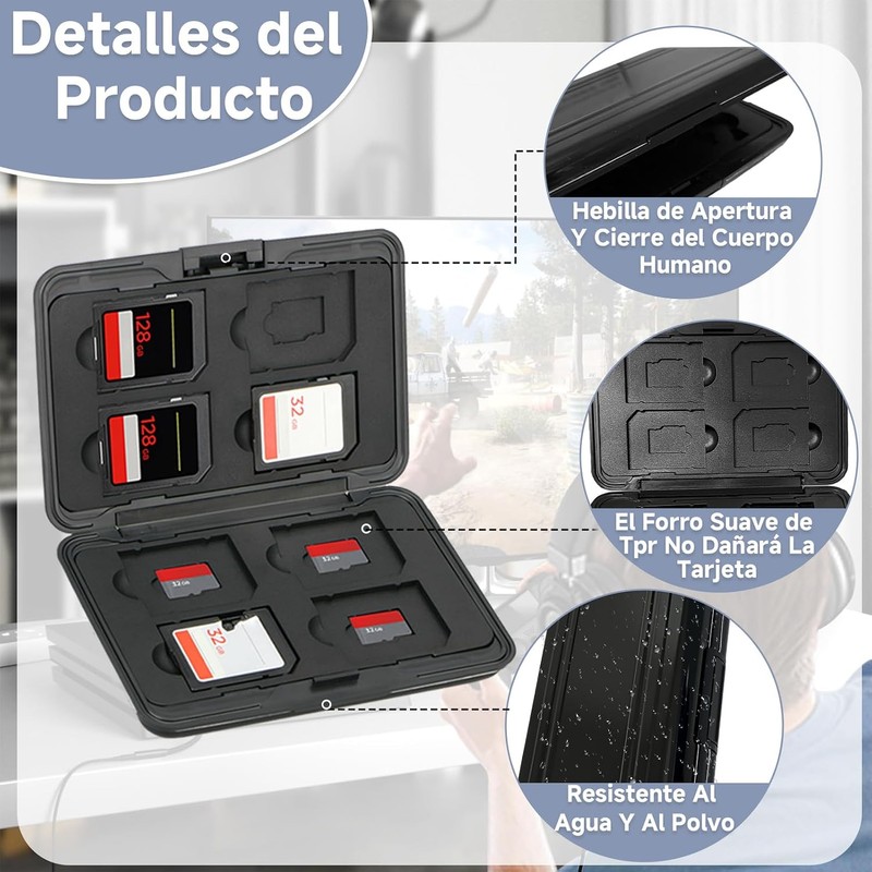 Estuche De 16 Ranuras para Tarjetas SD, para Tarjetas SD