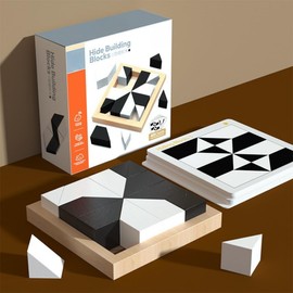 S&F Black and White Building Blocks Puzzle, 5 Levels of Difficulty, 80 Questions, Educational Toy, Brain Training