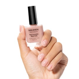 Nailshion 4-in-1 Illuminating Nail Concealer Base Coat Foundation Ridge Filler Sheer Brightening Nail Polish Growth & Strengthener for Damaged, Yellowing, or Discolored Nails, 15-free, Air Dry