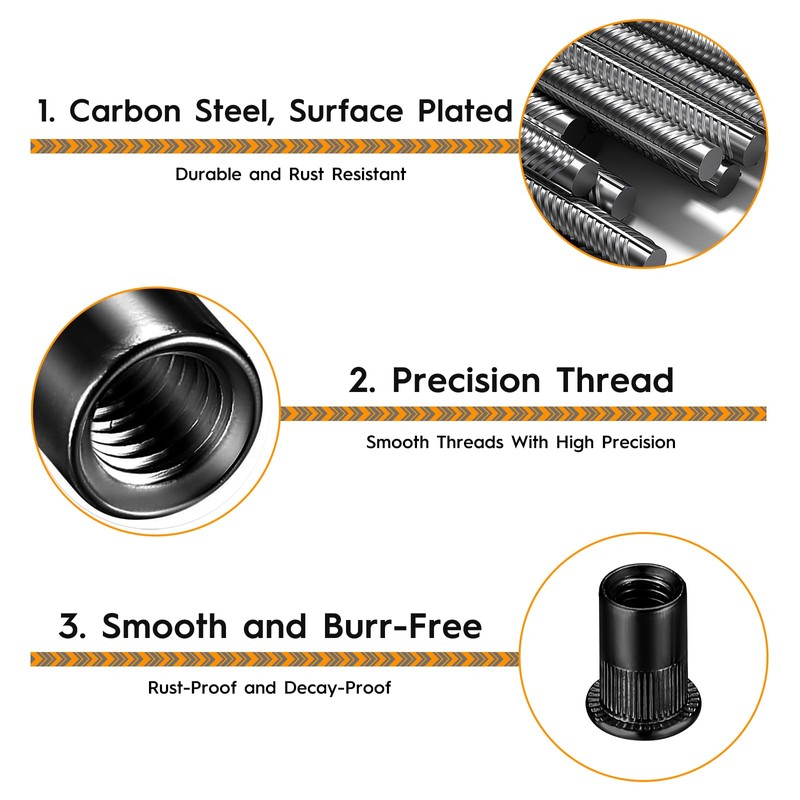 150 Piece Pull Rivet Nuts Carbon Steel Set, Rivet Nuts