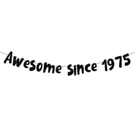 Awesome Since 1975 Banner,Pre-Strung Glitter Black 50th Birthday Banner,Funny 50th Birthday Decorations for Men Women 50 Years,Vintage Happy 50th Birthday Party Anniversary Supplies Gifts Ideas