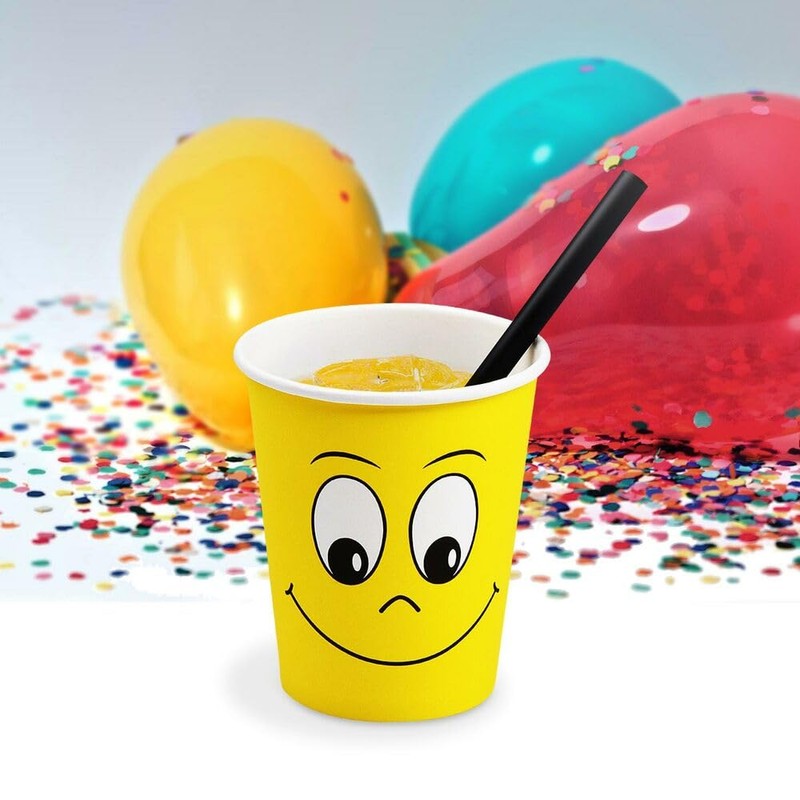 VEPATIM 50 Hot and Cold Drinks Paper Cups Smiling Face