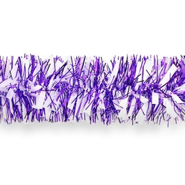 Purple White Christmas Tinsel Garland, 10m/32.8ft Chunky/Fine Christmas Tree Hanging Tinsel Decoration Metallic Tinsel Christmas Decoration Tinsel for Christmas Tree Decor (Purple White)