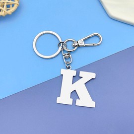 Letter K Alphabet Keyring Initial Letter Keychain for Handbag Wallet Purses Backpack Metal Letter Key Ring for Women Men Stainless Steel Letter Pendant Car Keyring Christmas Birthday Graduation Gifts