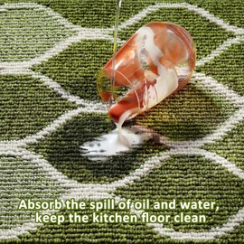 Villsure Kitchen Rugs and Mats, Non Skid Kitchen Runner Rug Absorbent Resist Dirt Kitchen Floor Mat Comfort Standing Mat Made of 100% Polypropylene Machine Washable,17.7"x29.5",Green