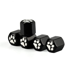 Catland Air Valve Cap, Valve Cap, Paw Pattern, Cat and Pet Paw Design, Cute, Tire Air Valve Cap, Metal, Exterior Accessories, Dress-Up Parts, Car, Motorcycle, Bicycle, Universal, Set of 5, Black