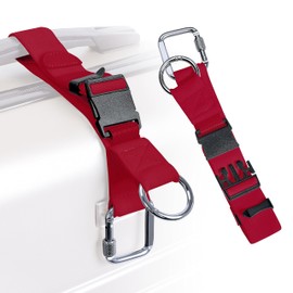 UOZL Luggage Straps Jacket Gripper with Square Carabiners & Ring Hooks Adjustable Baggage Suitcase Straps Belts Bag Travel Accessorie,Red