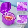 Denture Bath Case Denture Cleaning Cup with Brush Set, 2