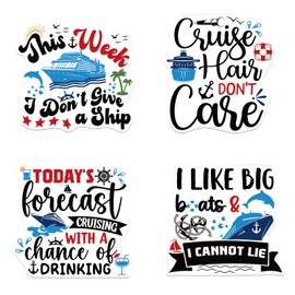 JoyAura Large Cruise Door Magnets - 4 Pcs Big Boats Week Trip Stateroom Magnetic Cruise Sticker Funny Nautical Ship Cabin Decoration for Carnival Party Anniversary Supplies Favors