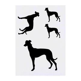 4 x 'Greyhound Silhouette' Temporary Tattoos - Water Resistant, Skin-Safe, Non-Toxic Transfers, Mixed Sizes (TO00012838)