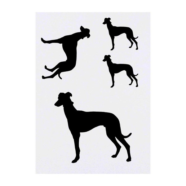 4 x 'Greyhound Silhouette' Temporary Tattoos - Water Resistant, Skin-Safe,
