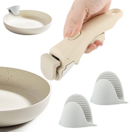 Removable Pot Handle, Cream White Detachable Pan Handles with 2 PCS Silicone Oven Mitts Heat Resistant, Universal Pan Replacement Handles for Pots and Pans