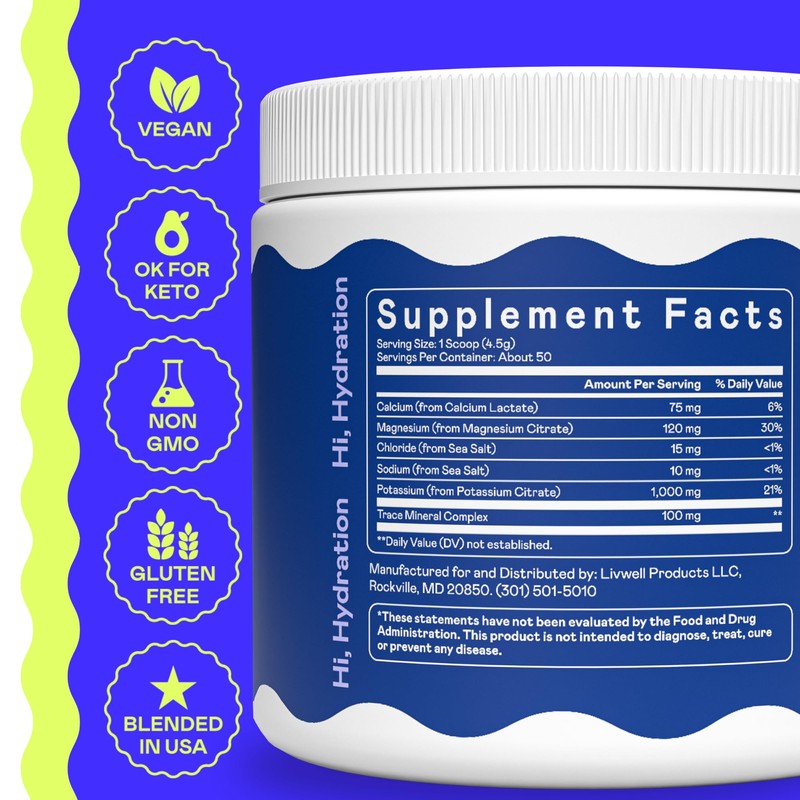 Hi-Lyte K1000 Electrolytes Powder Mix Unflavored Keto & Performance, 50