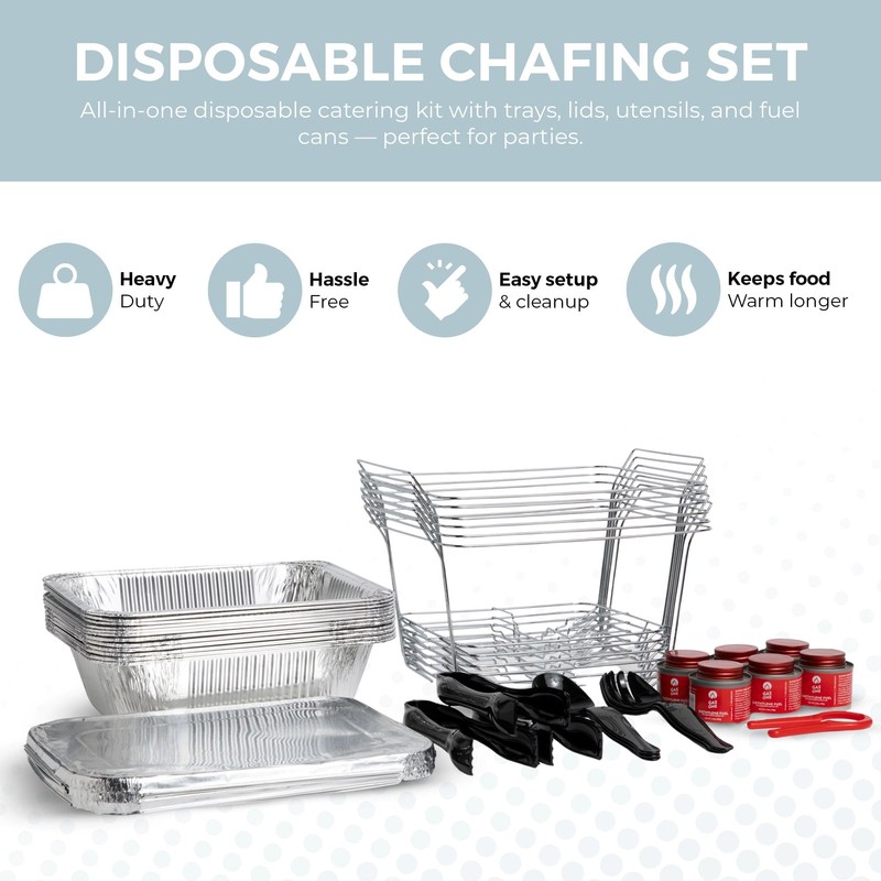 Alpha Living 6 Pack - Disposable Chafing Dish Buffet Set,