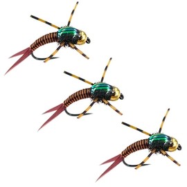 Colorado Fly Supply Fly Fishing Flies - Copper Bob - Trout Flies 3 Pack - Bead Head Brassie Fly with Rubber Legs - Trout Lures and Flies for Fishermen